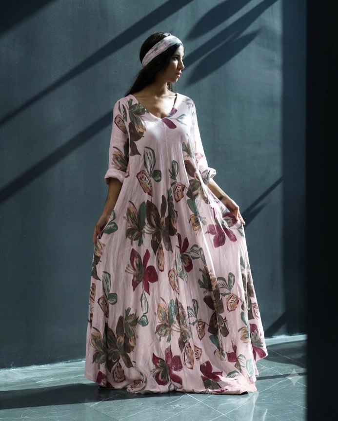 Linen Double Flared Dress