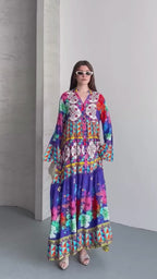 Blue boho Dress