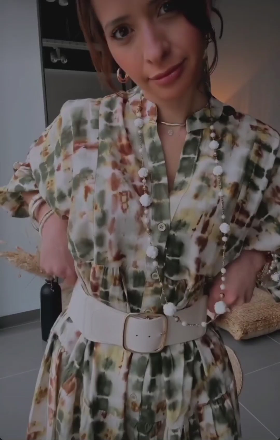 Green patterned dress