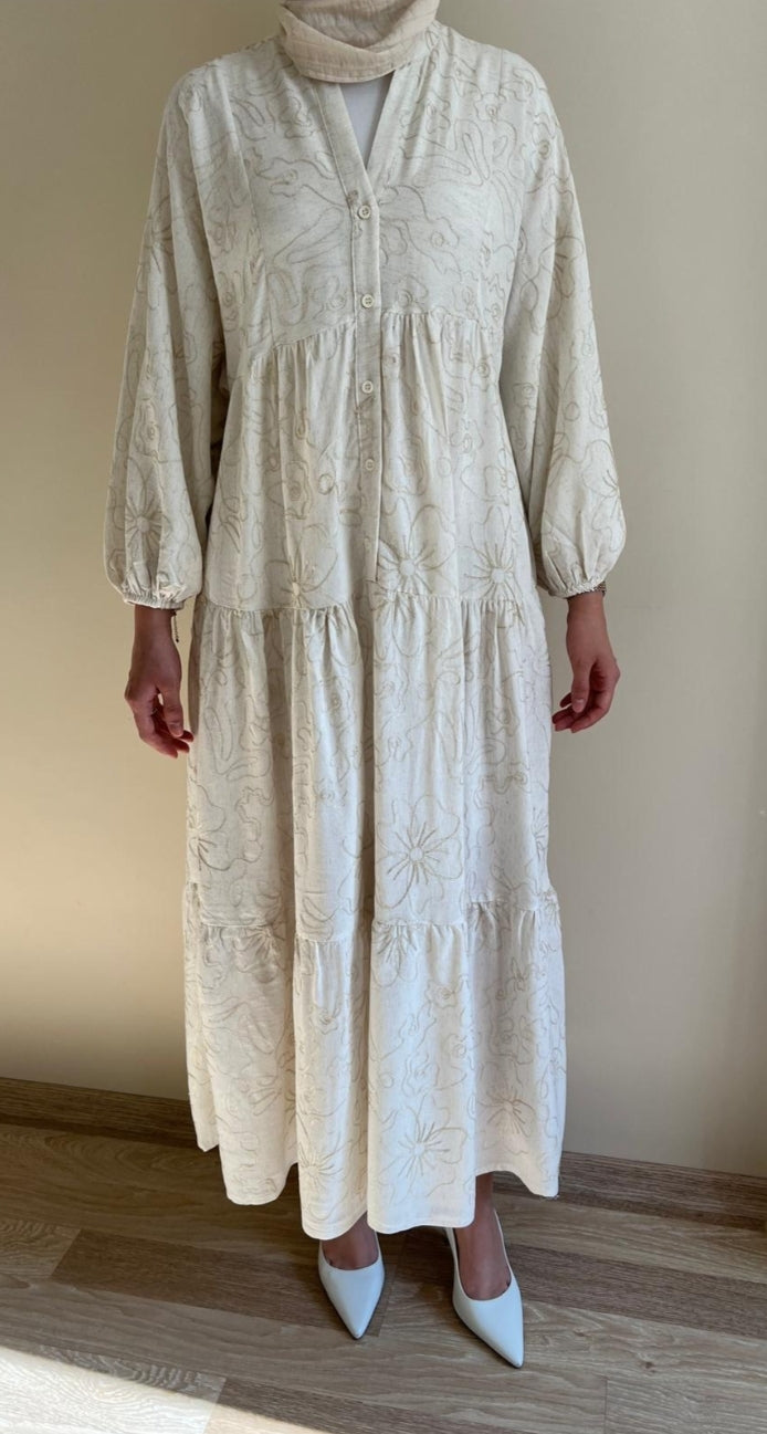White Bloom embroidered dress