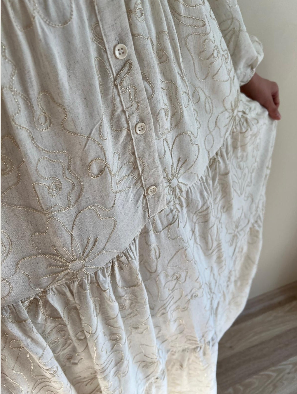 White Bloom embroidered dress