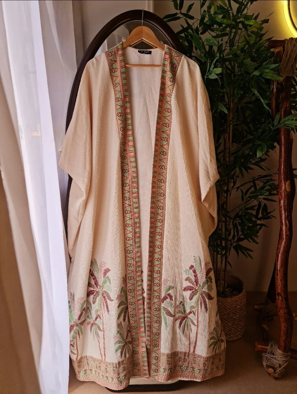 Cream embroidered kaftan by Fatimathecollection, high quality Turkish and Italian apparel.