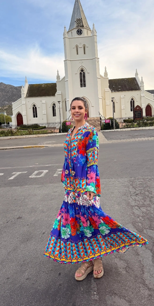 Blue boho Dress