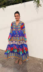 Blue boho Dress