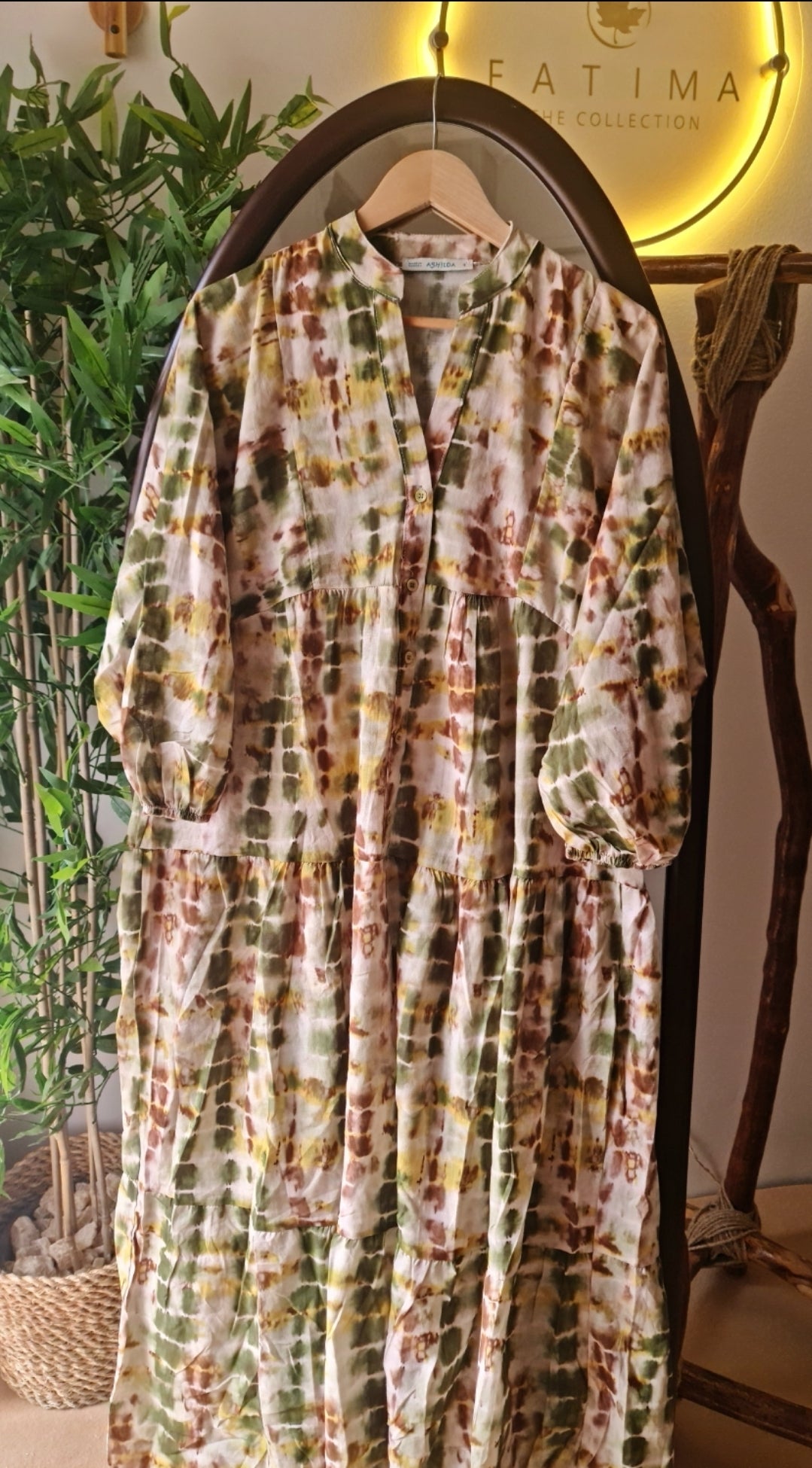 Green patterned dress