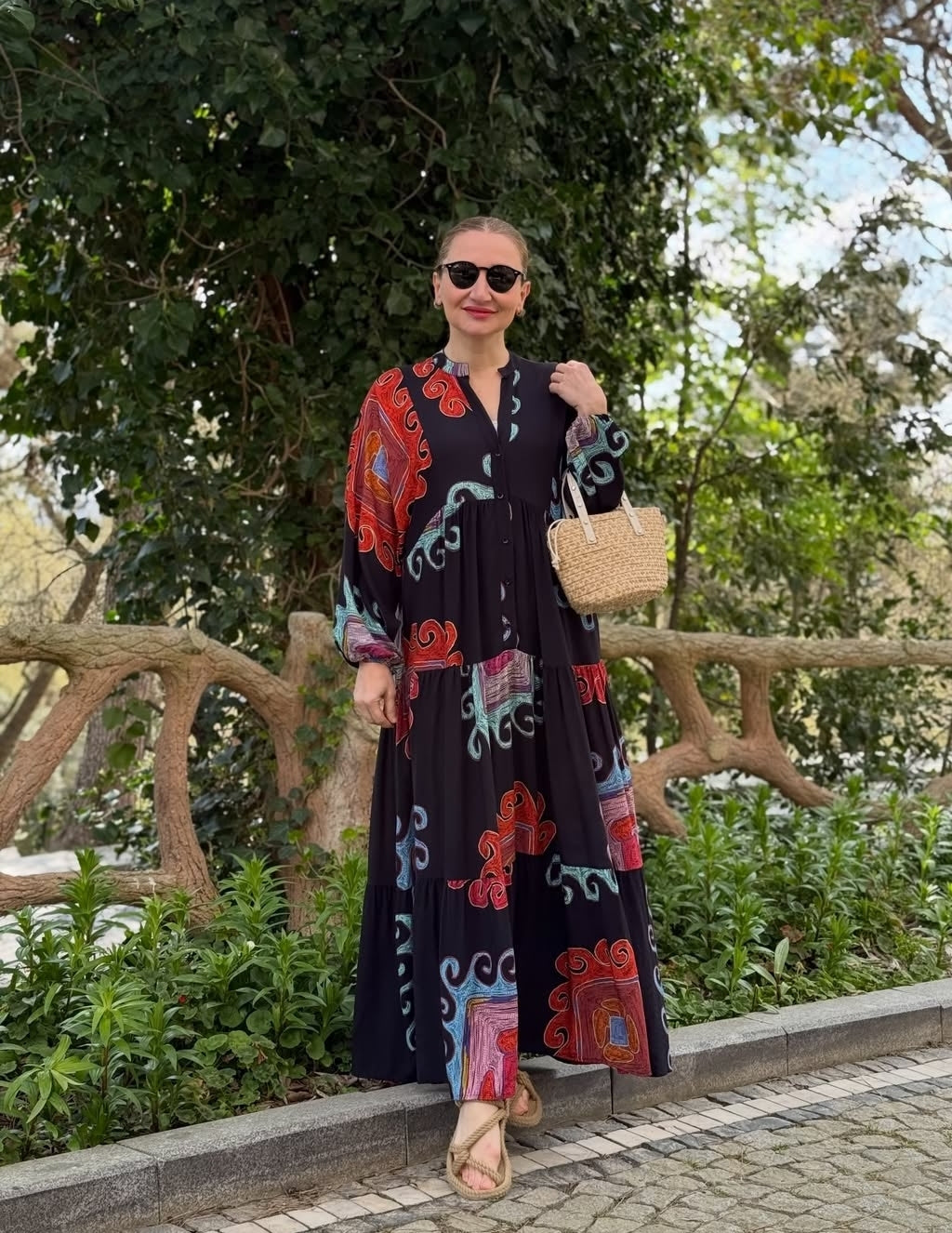 Black boho print Dress