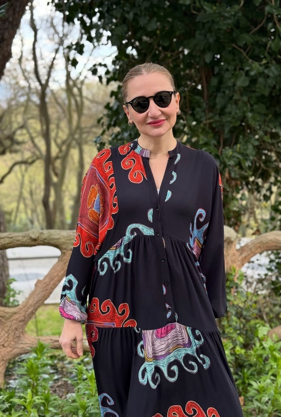 Black boho print Dress