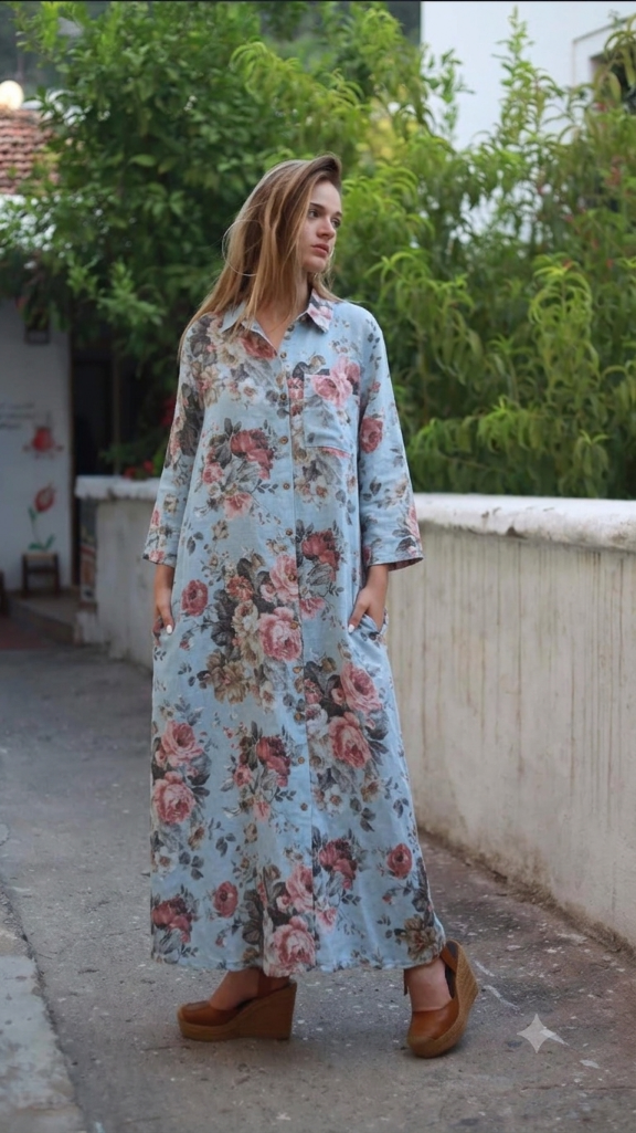 Italian linen shirt dress