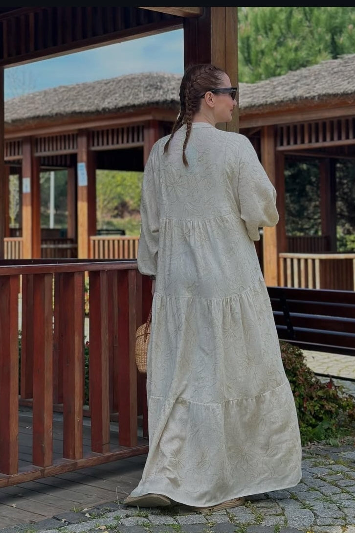 White Bloom embroidered dress