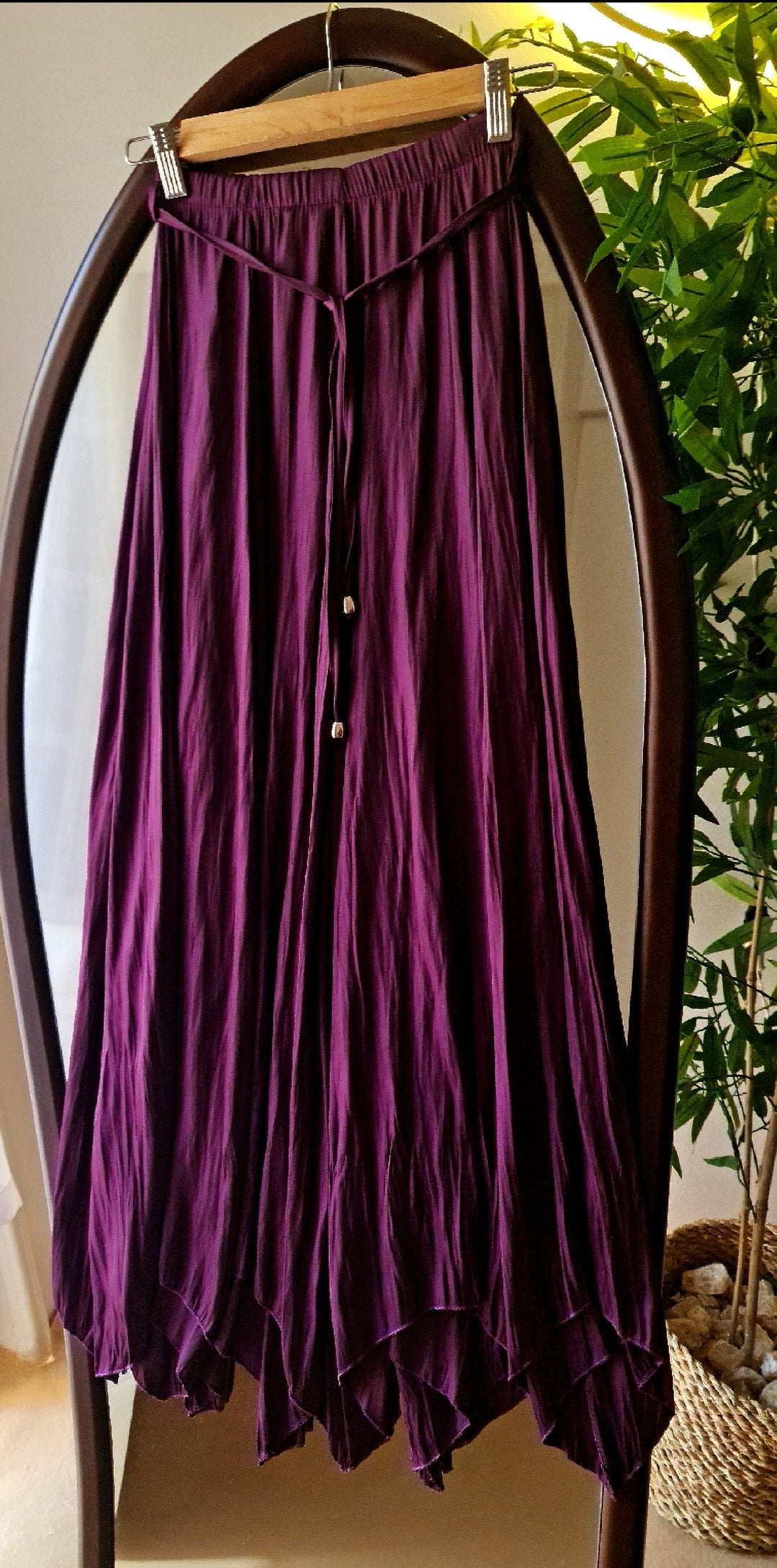 Purple satin skirt