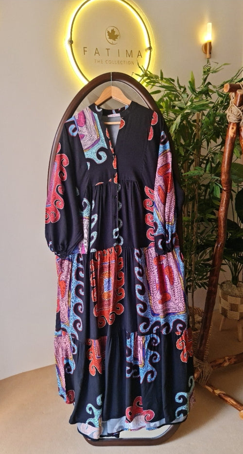 Black boho print Dress
