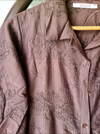 Brown Embroidered Side-Tie Shirt Dress