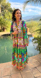 Green boho Dress