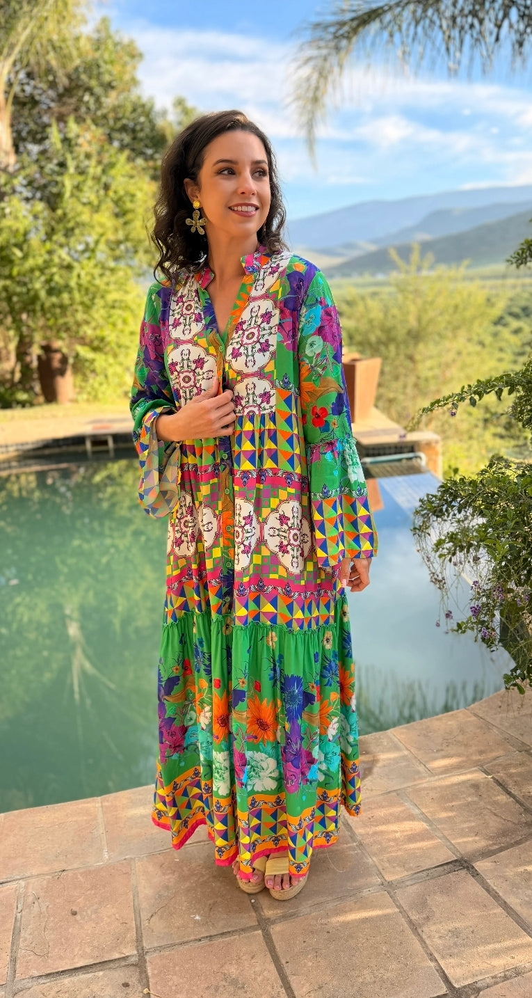 Green boho Dress