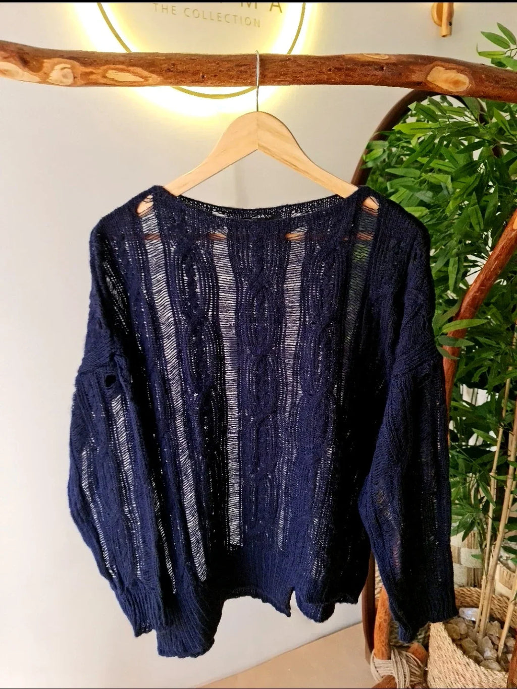 Navy blue knit top by Fatimathecollection, high quality Turkish and Italian apparel.