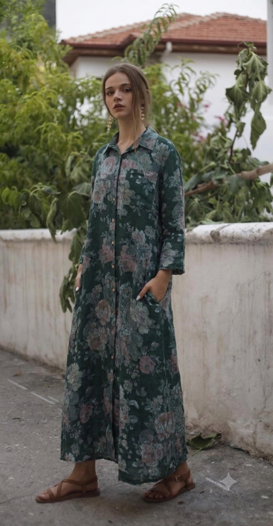 Italian linen shirt dress